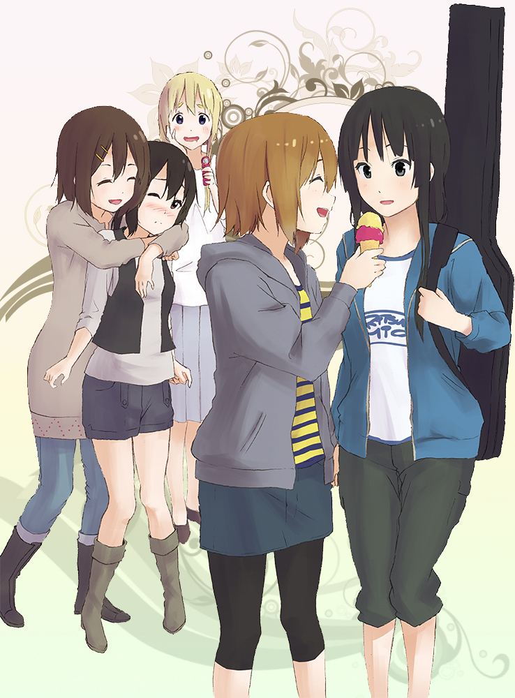 akiyama mio, nakano azusa, hirasawa yui, tainaka ritsu, and kotobuki tsumugi (k-on!) drawn by zasshu_tamashii