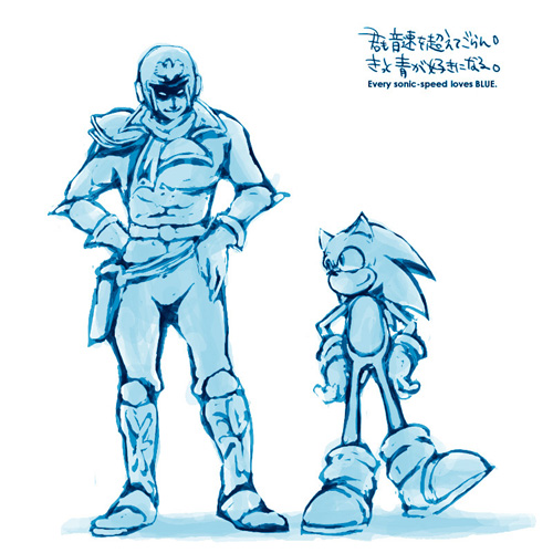 sonic the hedgehog and captain falcon (sonic and 2 more)