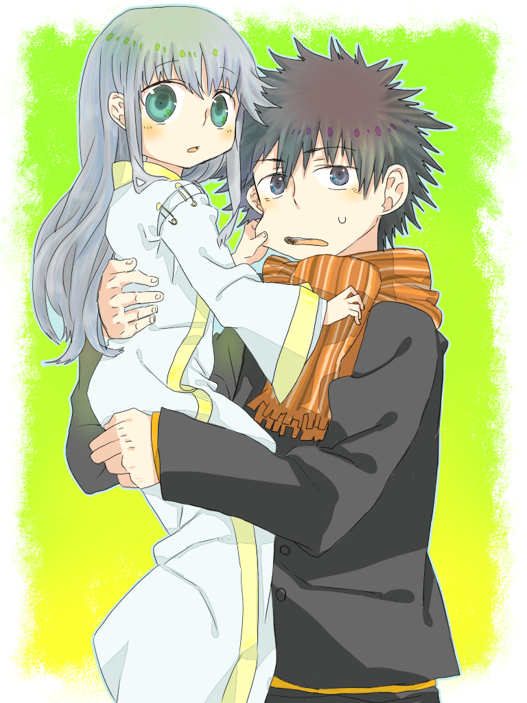 kamijou touma and index (toaru majutsu no index) drawn by wa6