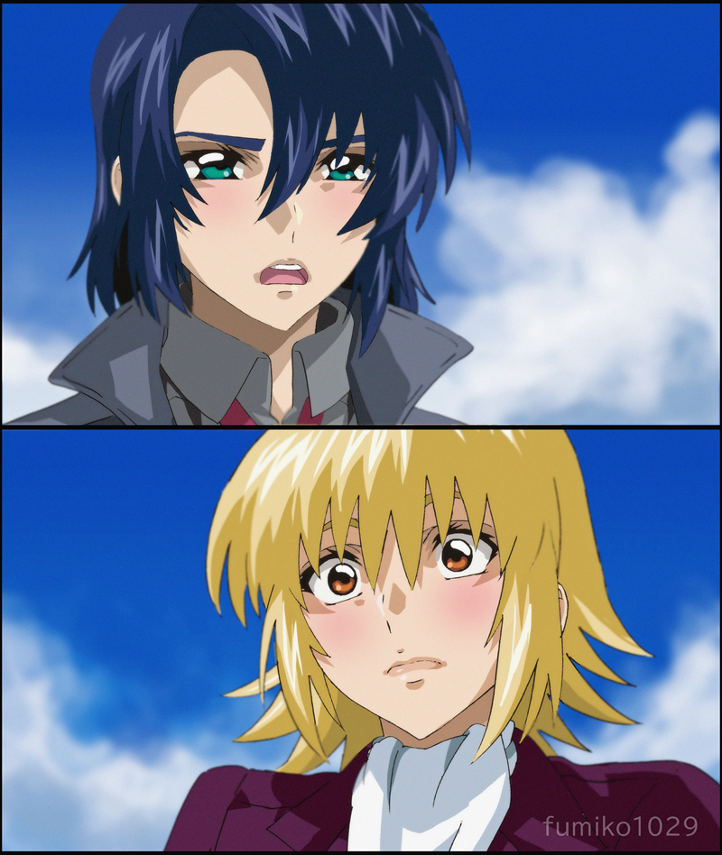 cagalli yula athha and athrun zala (gundam and 2 more) drawn by fumiko_(mesushi)