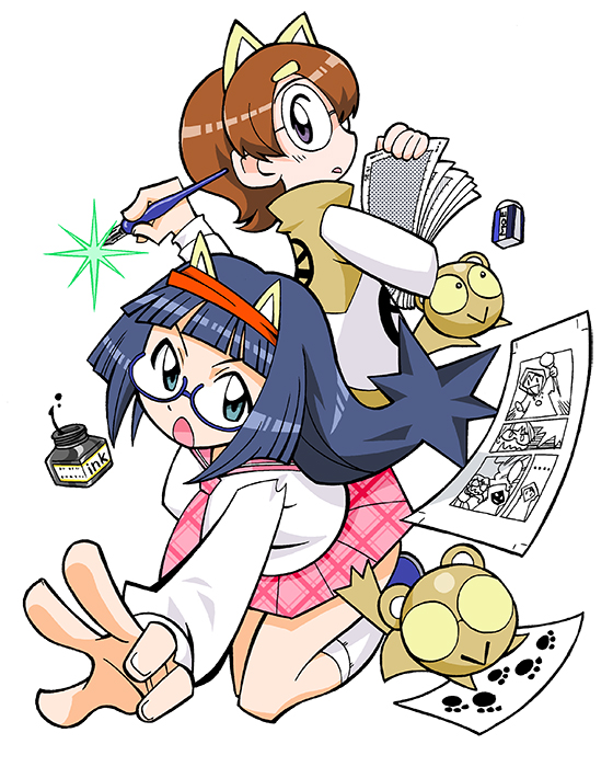 smilo, glasses kauberu kotora, kauberu kotora, and aina (toranoana and 1 more) drawn by mukku_(mook-tv)