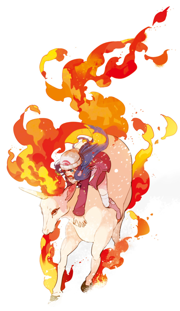 dawn and rapidash (pokemon and 2 more) drawn by maruco