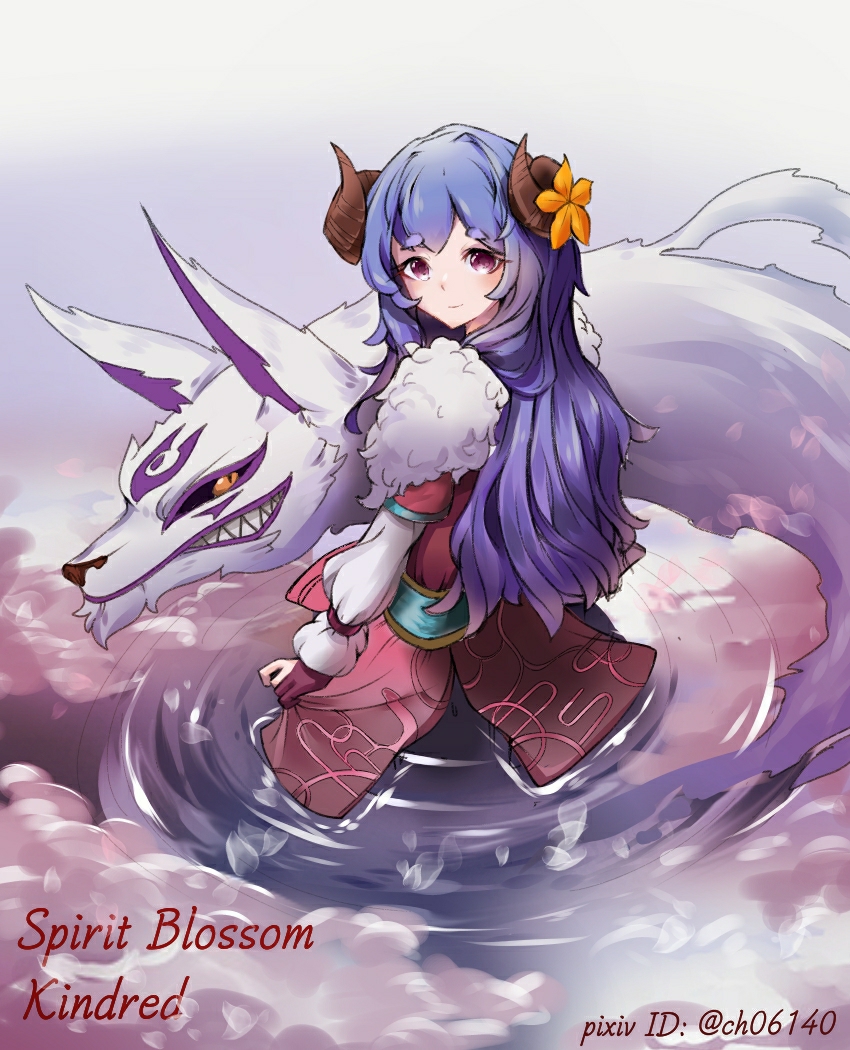 kindred, lamb, wolf, and spirit blossom kindred (league of legends) drawn by forte_(starcloud357)