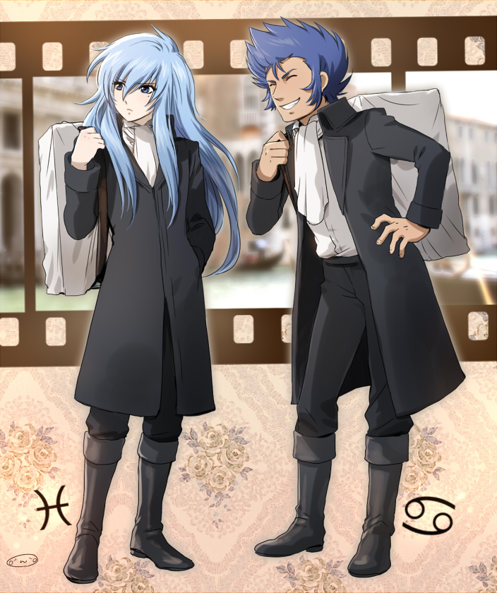 pisces albafica and cancer manigoldo (saint seiya and 1 more) drawn by mizuhara_aki