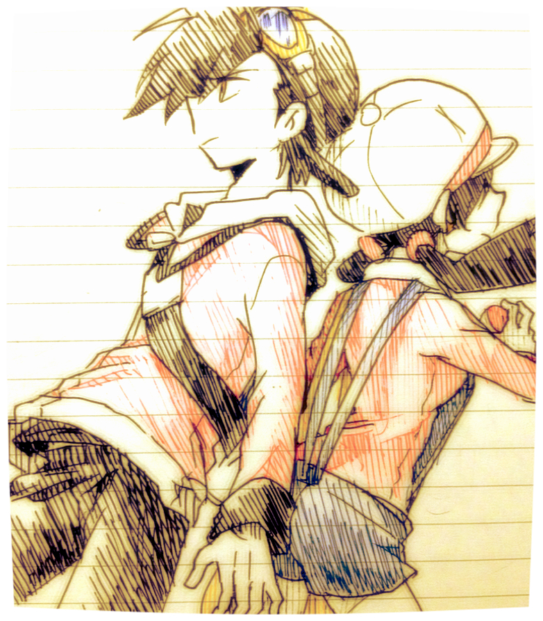 ethan and kris (pokemon and 1 more) drawn by hk_(nt)
