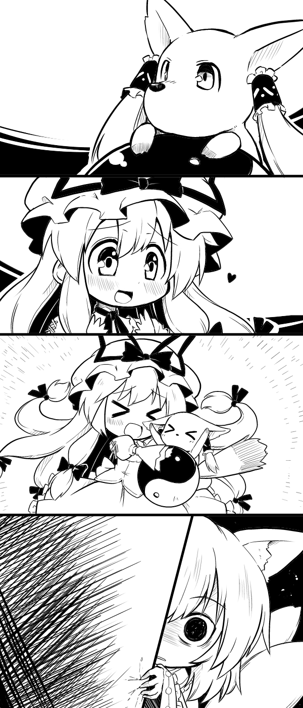 hakurei reimu, yakumo yukari, and yakumo ran (touhou) drawn by futa_(nabezoko)