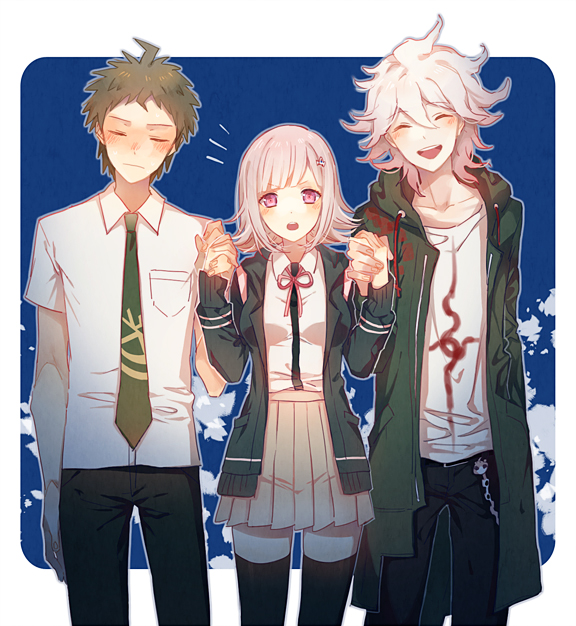 nanami chiaki, komaeda nagito, and hinata hajime (danganronpa and 2 more) drawn by io_(sinking=carousel)