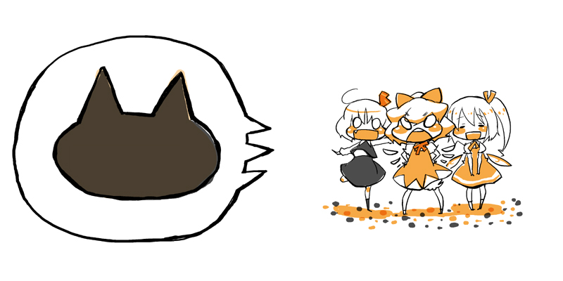 cirno, rumia, chen, and daiyousei (touhou) drawn by kawanabe