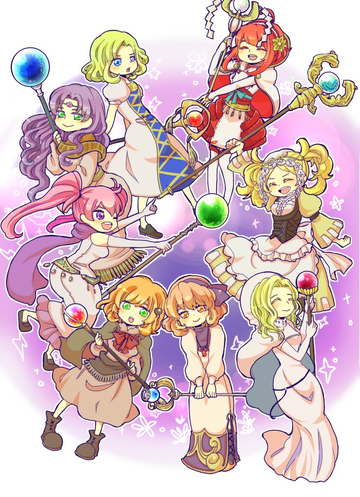 sakura, lissa, serra, lana, genny, and 3 more (fire emblem and 8 more) drawn by yzkmm
