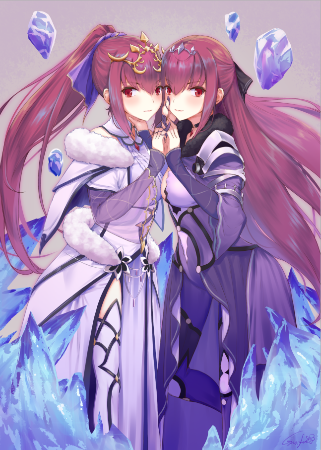 scathach and scathach skadi (fate and 1 more) drawn by gurifu