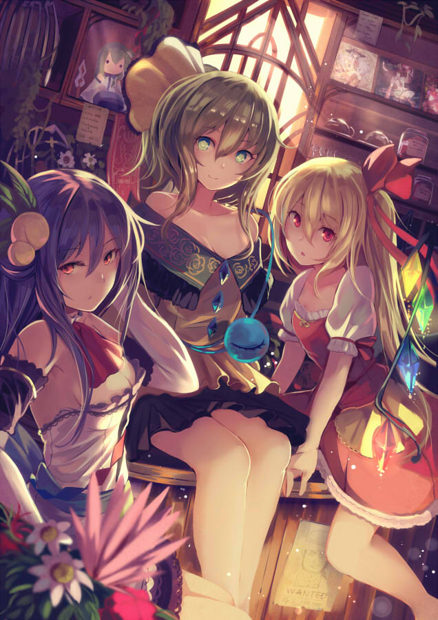 flandre scarlet, komeiji koishi, kochiya sanae, reiuji utsuho, and hinanawi tenshi (touhou) drawn by nakaichi_(ridil)