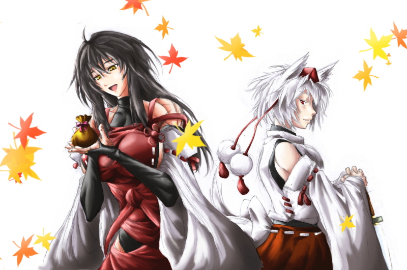 inubashiri momiji and sendai hakurei no miko (original and 2 more) drawn by hilender20