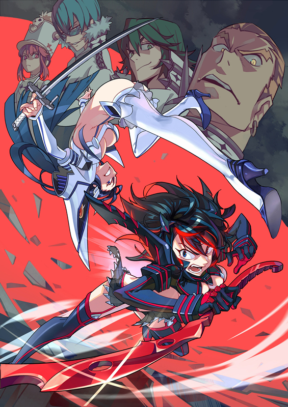 matoi ryuuko, senketsu, kiryuuin satsuki, junketsu, jakuzure nonon, and 3 more (kill la kill) drawn by mask_alice