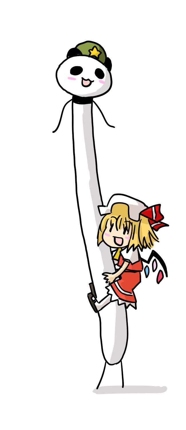 flandre scarlet, hong meiling, panda meiling, and longpanda (touhou) drawn by seki_(red_shine)