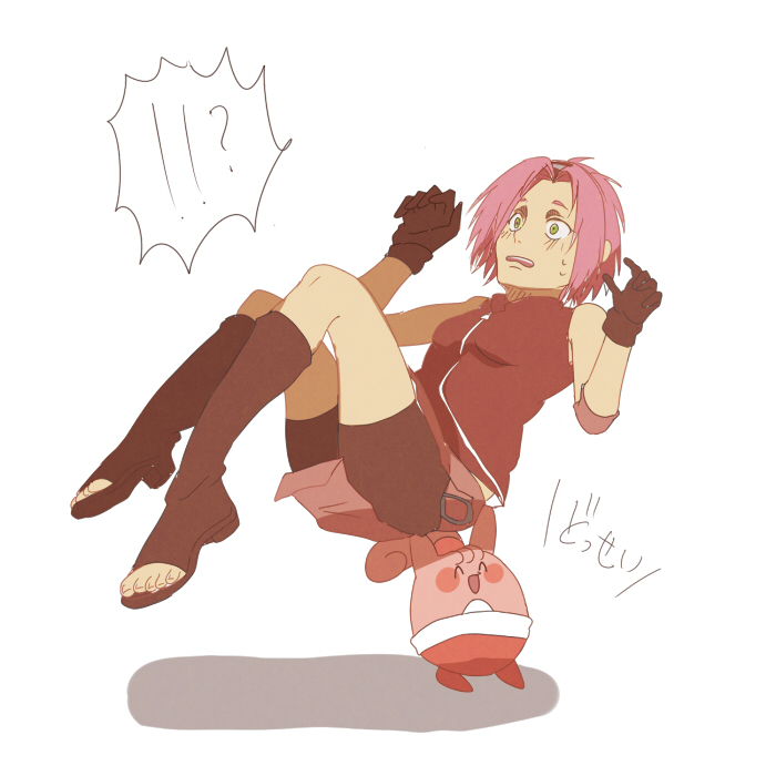 haruno sakura and happiny (pokemon and 1 more) drawn by hikaru_(hkr3224)