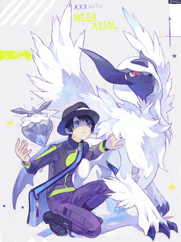 absol, mega absol, and carbink (pokemon and 1 more) drawn by nishihara_isao