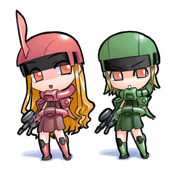 zaku ii, zaku ii s char custom, and zaku ii f/j (gundam and 1 more) drawn by hirai_yukio