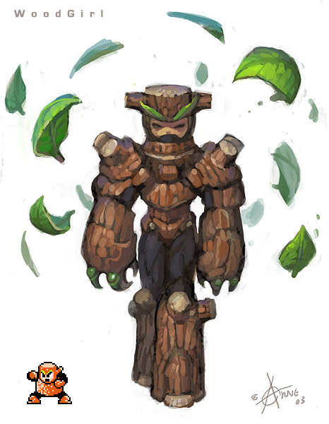 wood man (mega man and 1 more) drawn by arne_(android_arts)