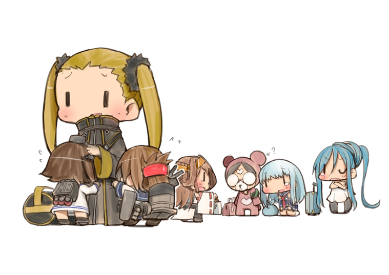 kongou, inazuma, yukikaze, kirishima, takao, and 3 more (kantai collection and 1 more) drawn by tanaka_ahiru