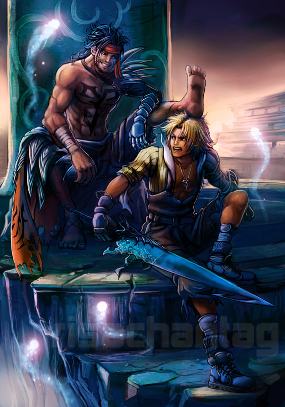 tidus and jecht (final fantasy and 1 more) drawn by risachantag