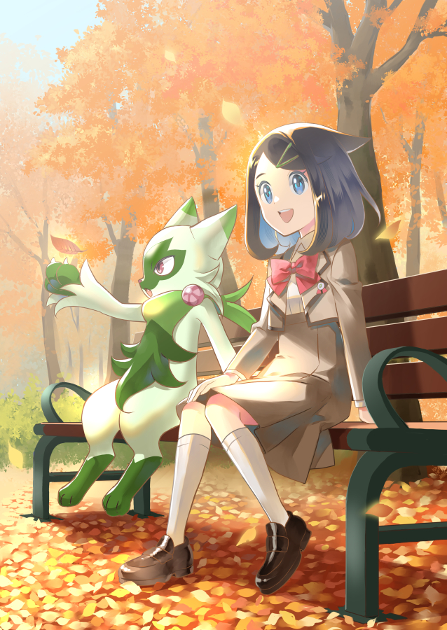 liko and floragato (pokemon and 1 more) drawn by morisawa_machi