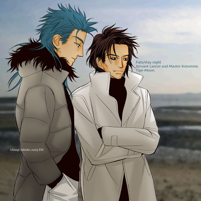 cu chulainn and kotomine kirei (fate and 1 more) drawn by utsugi_sakuko