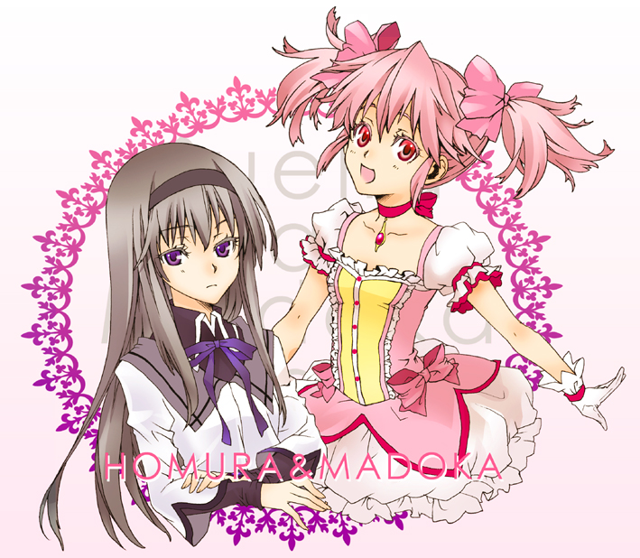 akemi homura and kaname madoka (mahou shoujo madoka magica) drawn by tachibana_chata