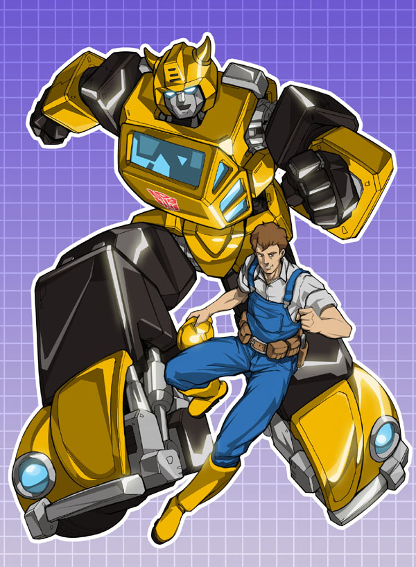 bumblebee and spike witwicky (transformers and 1 more) drawn by makoto_ono