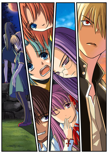 gilgamesh, matou sakura, medusa, furude rika, ryuuguu rena, and 4 more (fate and 2 more) drawn by yuuji_overall
