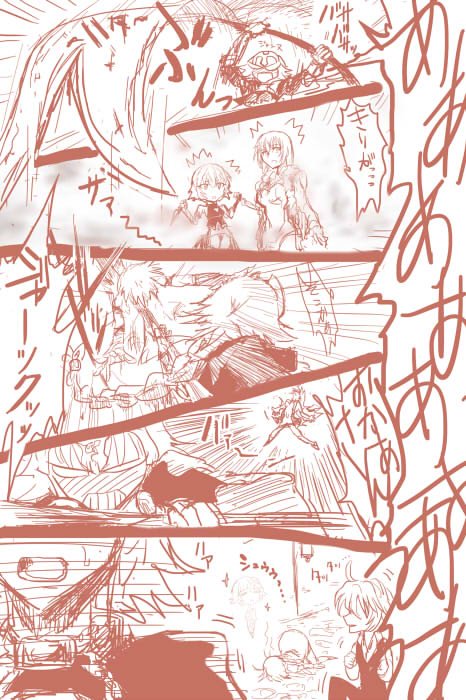 jeanne d'arc, jack the ripper, sieg, and rikudou reika (fate and 1 more) drawn by haji_(hajiko)