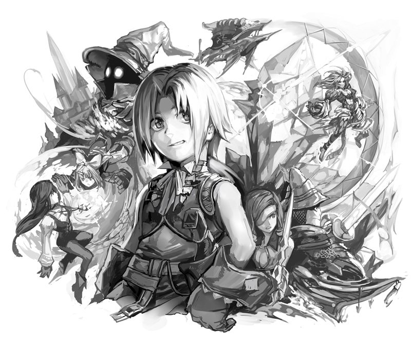 zidane tribal, garnet til alexandros xvii, vivi ornitier, eiko carol, kuja, and 2 more (final fantasy and 1 more) drawn by hungry_clicker
