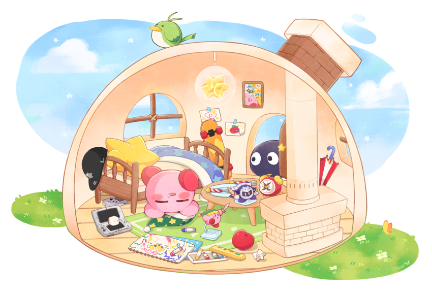 kirby, meta knight, waddle dee, king dedede, gooey, and 5 more (kirby and 2 more) drawn by midooka_(o_k_k)