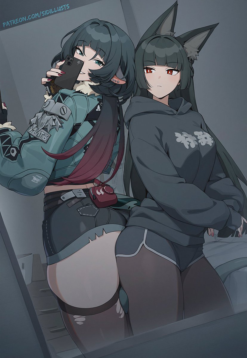 hoshimi miyabi and jane doe (zenless zone zero) drawn by sidillusts
