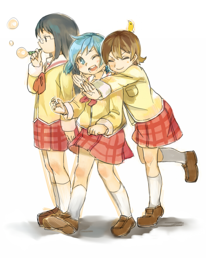 naganohara mio, aioi yuuko, and minakami mai (nichijou) drawn by mihasi_384