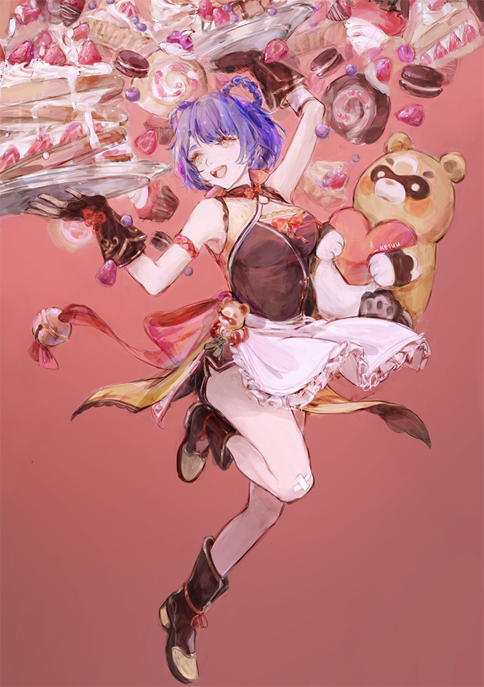 xiangling and guoba (genshin impact) drawn by kei_(keiuu)