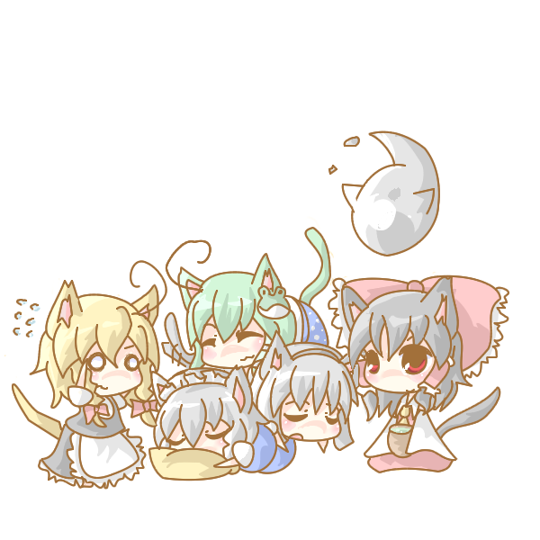 hakurei reimu, kirisame marisa, izayoi sakuya, kochiya sanae, and konpaku youmu (touhou) drawn by doromizu