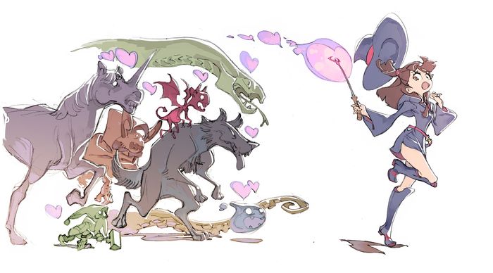 kagari atsuko and slime (dragon quest and 1 more) drawn by yoshinari_you