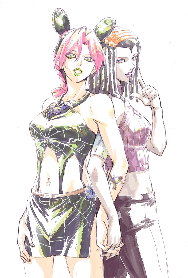 kujo jolyne and ermes costello (jojo no kimyou na bouken and 1 more) drawn by inokawa