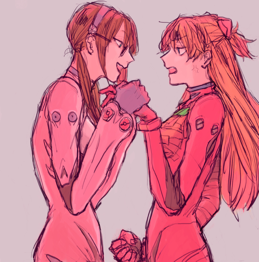 souryuu asuka langley and makinami mari illustrious (neon genesis evangelion and 2 more) drawn by bbbh6