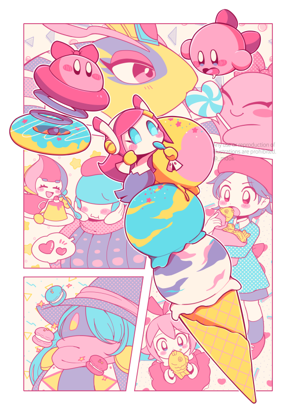 kirby, adeleine, ribbon, susie, queen sectonia, and 5 more (kirby) drawn by midooka_(o_k_k)
