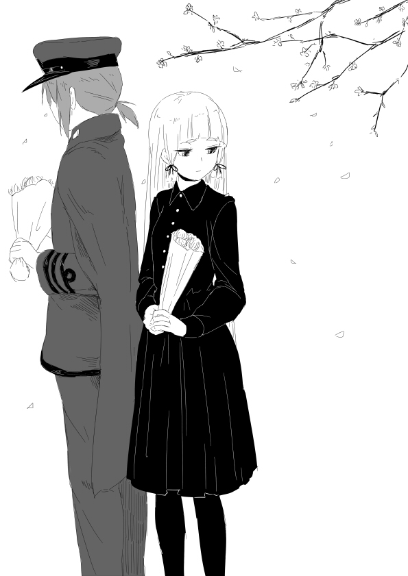 murakumo and female admiral (kantai collection) drawn by nathaniel_pennel