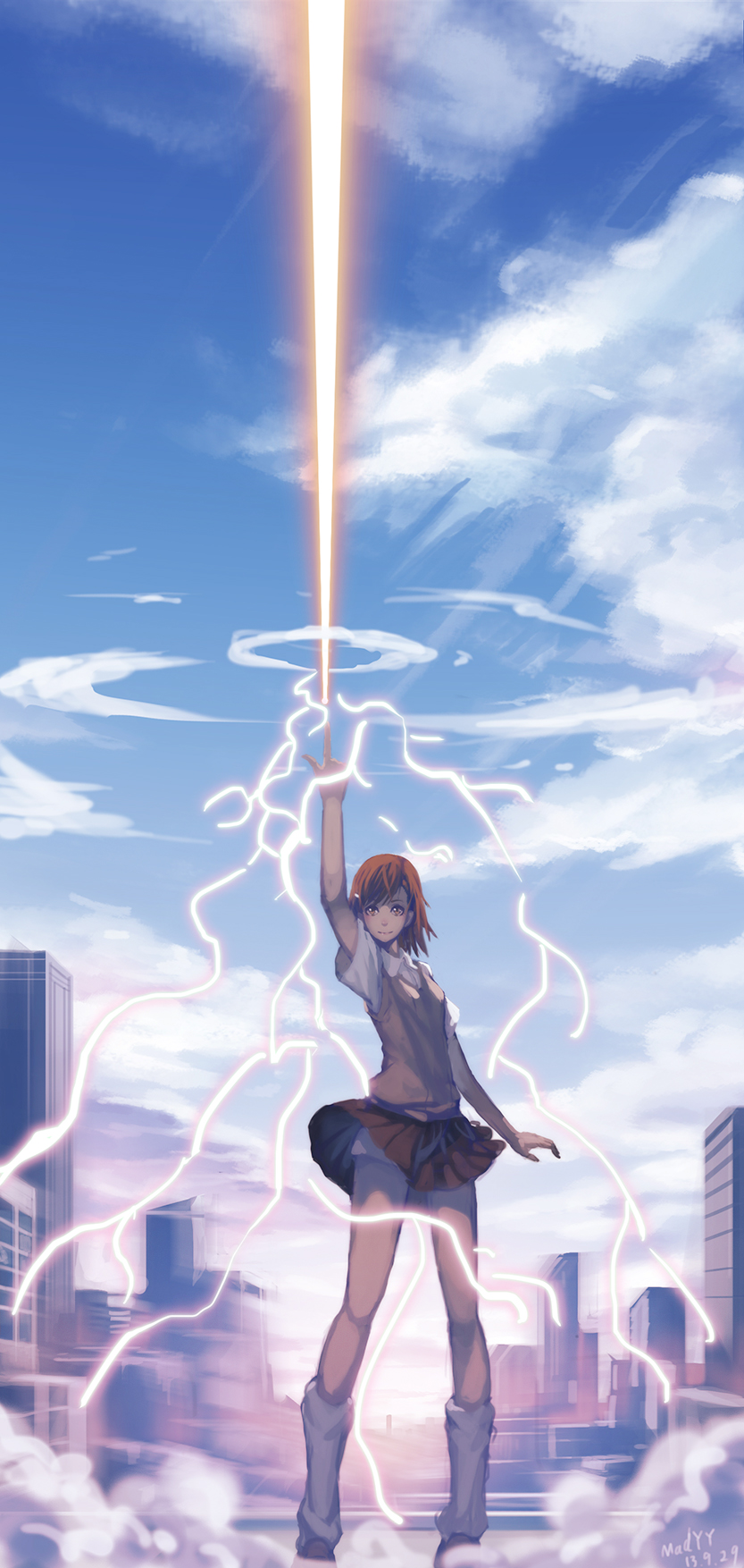 misaka mikoto (toaru majutsu no index and 2 more) drawn by madyy