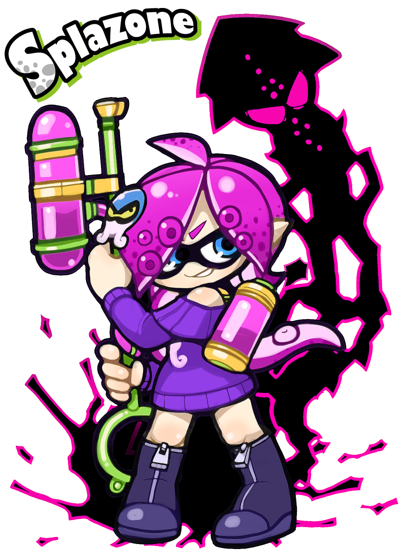 inkling player character and zone-tan (original and 2 more) drawn by shioinu_kemushi