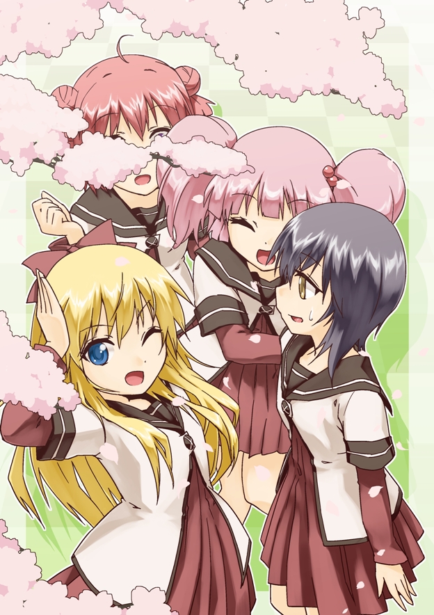 toshinou kyouko, akaza akari, funami yui, and yoshikawa chinatsu (yuruyuri) drawn by abo_(hechouchou)