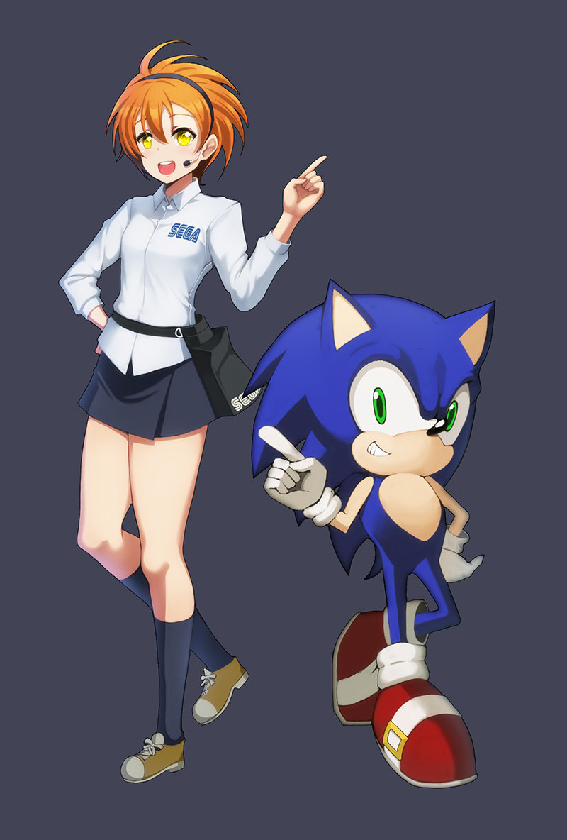 hoshizora rin and sonic the hedgehog (love live! and 3 more) drawn by defiaz_(infinity)