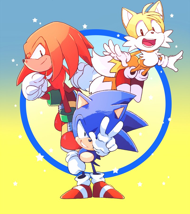 sonic the hedgehog, tails, knuckles the echidna, classic sonic, classic tails, and 1 more (sonic and 2 more) drawn by aimf