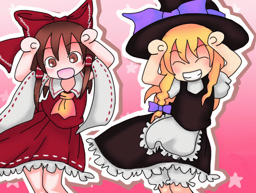 hakurei reimu and kirisame marisa (touhou) drawn by 24nora