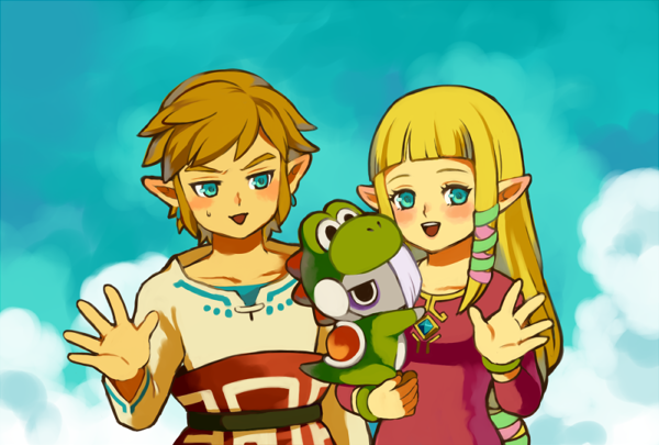 link, princess zelda, yoshi, and ghirahim (the legend of zelda and 2 more) drawn by mutsuki_kaya