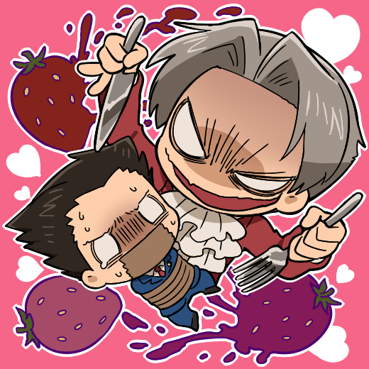 phoenix wright and miles edgeworth (ace attorney) drawn by gyoniku21