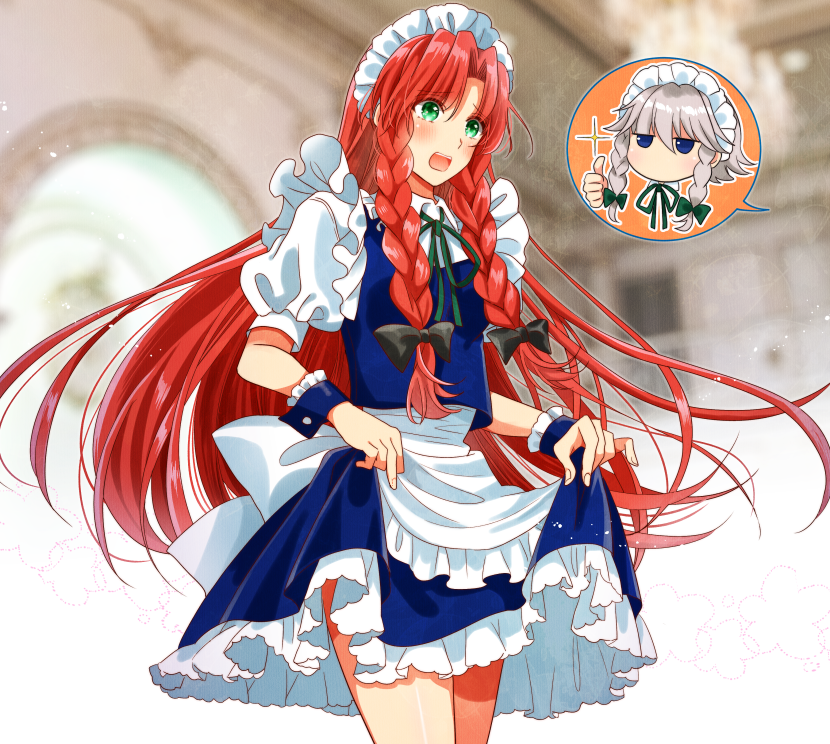 izayoi sakuya and hong meiling (touhou) drawn by okawa_friend